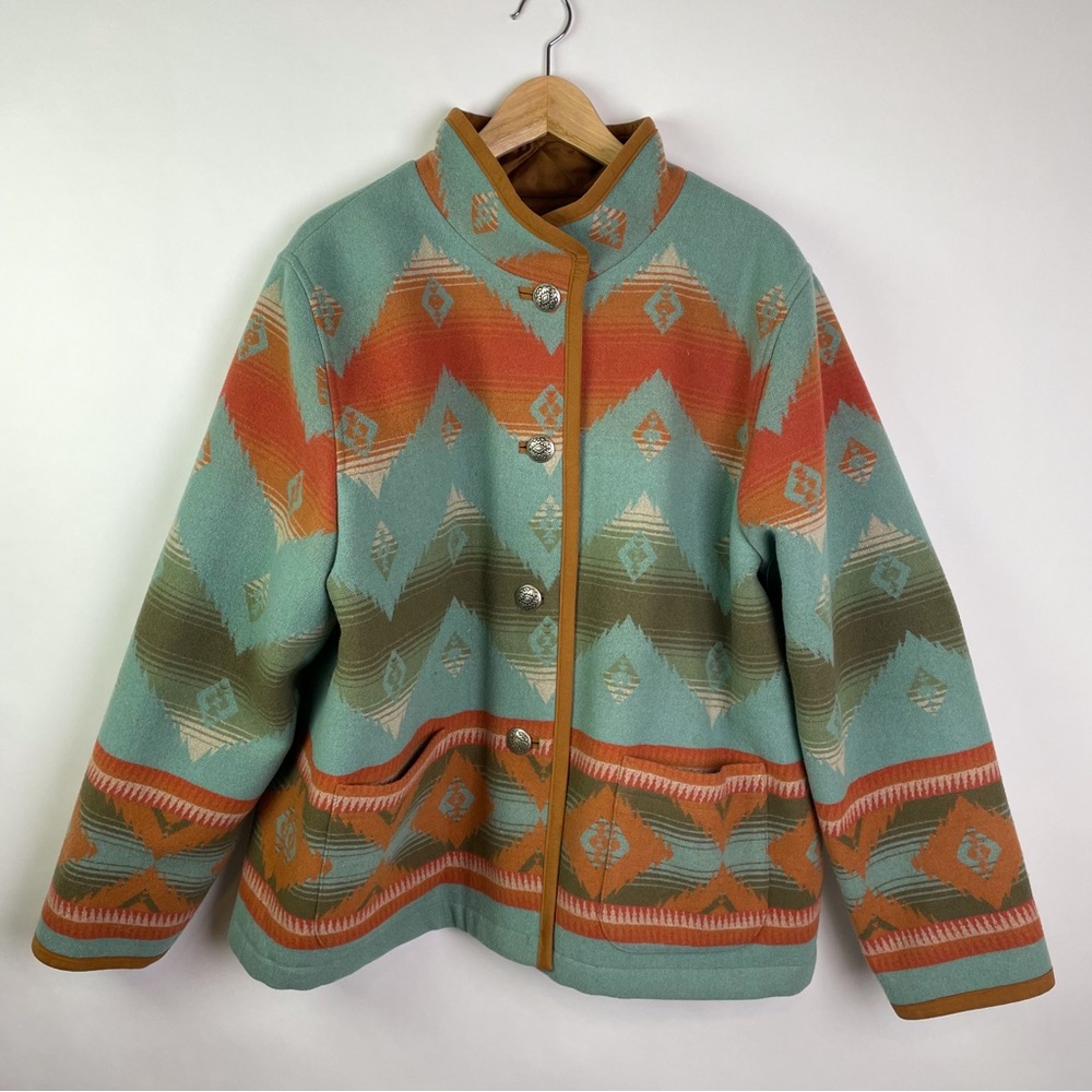 Pendleton Jacket Southwestern Desert XL Virgin Wool Quilted Lined